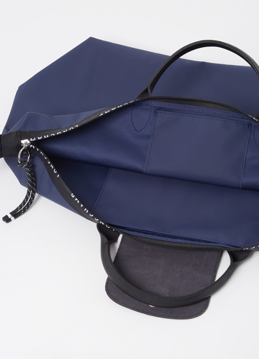 Longchamp Le Pliage Energy reistas L met leren details - detail middenblauw
