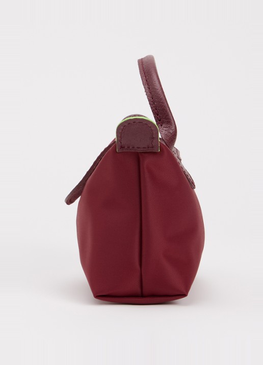 Longchamp Le Pliage Green handtas met leren details - detail 5 bordeauxrood