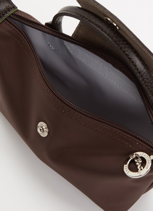 Longchamp Le Pliage Green handtas met leren details - detail 3 donkerbruin