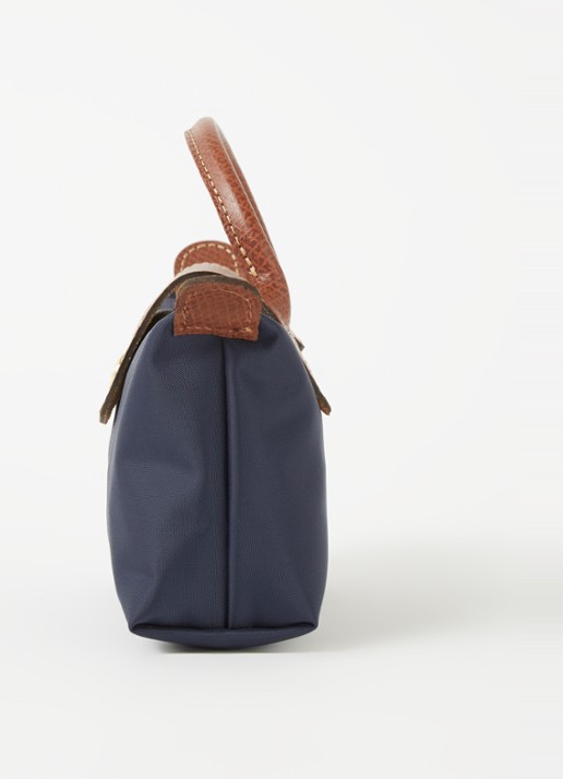 Longchamp Le Pliage handtas met leren details - detail 5 blauw
