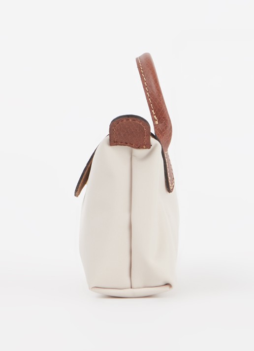 Longchamp Le Pliage handtas met leren details - detail 3 creme