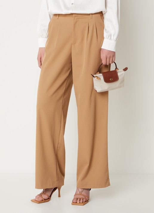 Longchamp Le Pliage handtas met leren details - voorkant 2 creme
