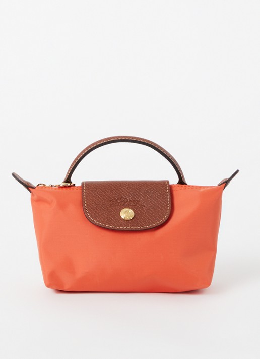 Longchamp Le Pliage handtas met leren details - voorkant oranje