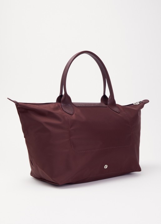 Longchamp Le Pliage One handtas L met leren details - achterkant aubergine