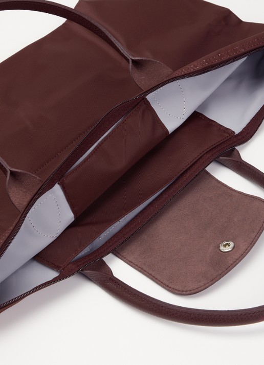 Longchamp Le Pliage One handtas L met leren details - detail 2 aubergine
