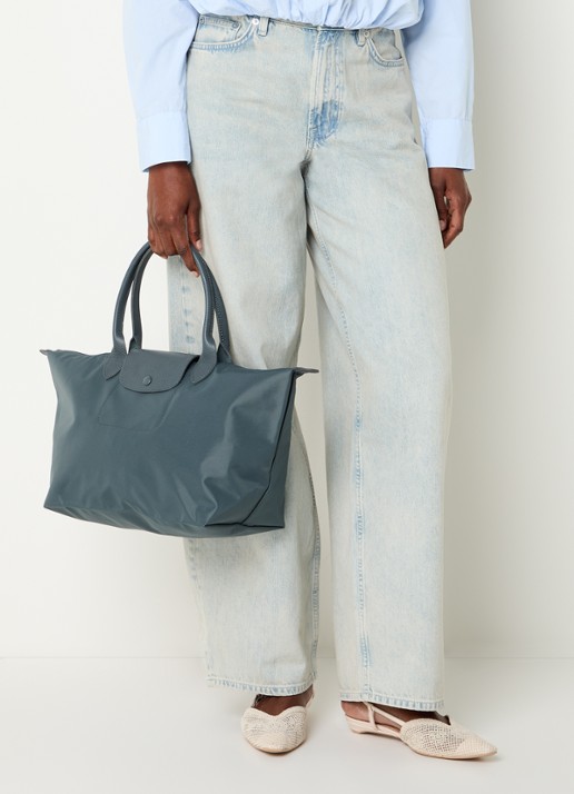 Longchamp Le Pliage One handtas L met leren details - voorkant 3 antraciet