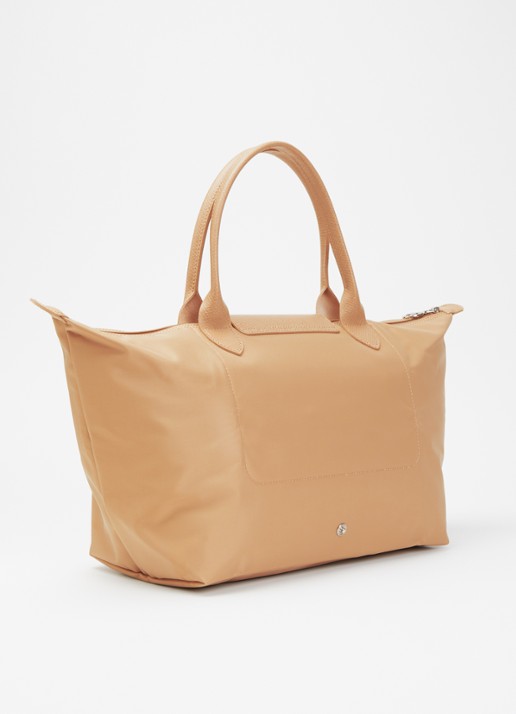 Longchamp Le Pliage One handtas L met leren details - achterkant 7 beige