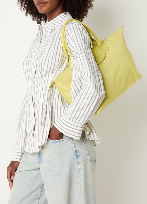 Longchamp Le Pliage One handtas L met leren details - voorkant 7 lindegroen