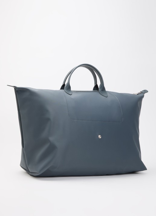 Longchamp Le Pliage One reistas XL met leren details - achterkant 7 staalblauw