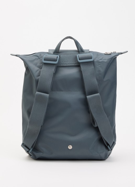Longchamp Le Pliage One rugzak M met leren details - achterkant 5 staalblauw