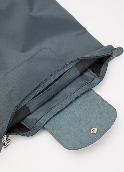 Longchamp Le Pliage One rugzak M met leren details - detail staalblauw
