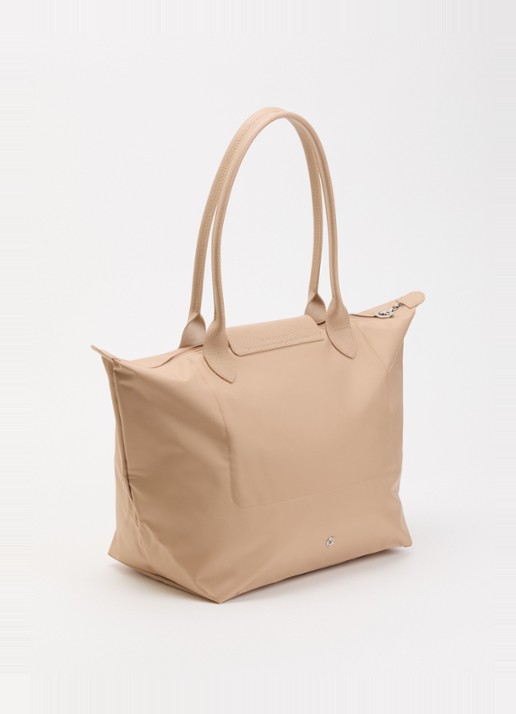 Longchamp Le Pliage One schoudertas L met leren details - achterkant 3 beige