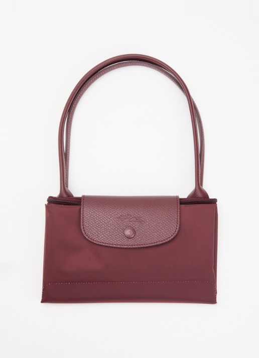 Longchamp Le pliage One schoudertas M met details van leer - detail 6 aubergine