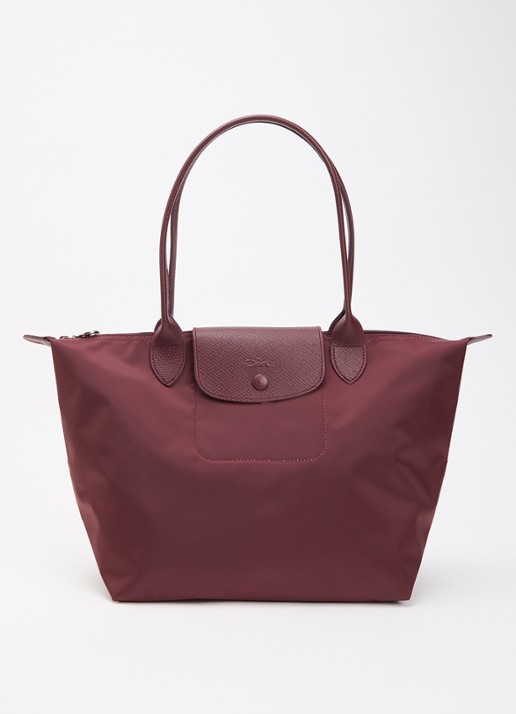 Longchamp Le pliage One schoudertas M met details van leer - voorkant aubergine