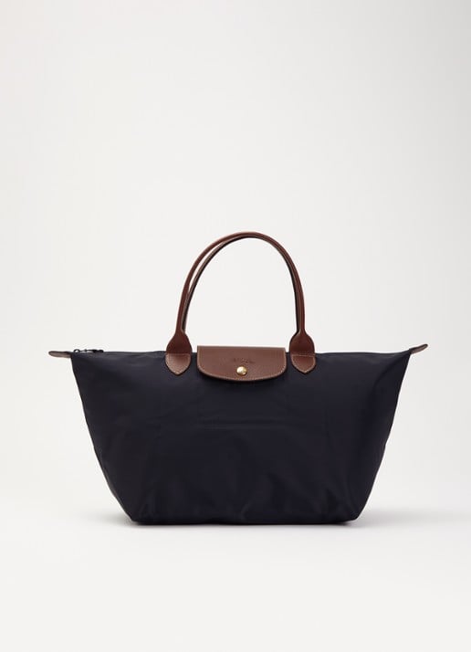 Longchamp Le Pliage Original handtas L met leren details - voorkant 6 zwart