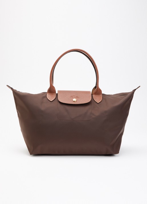 Longchamp Le Pliage Original handtas L met leren details - voorkant 6 donkerbruin
