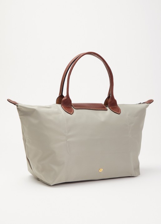 Longchamp Le Pliage Original handtas L met leren details - achterkant 7 taupe