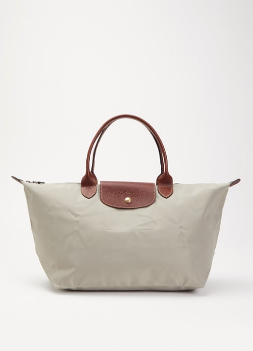 Longchamp Le Pliage Original handtas L met leren details - voorkant 5 taupe