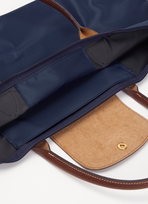 Longchamp Le Pliage Original handtas L met leren details - detail donkerblauw