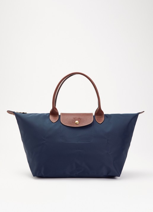 Longchamp Le Pliage Original handtas L met leren details - voorkant 5 donkerblauw