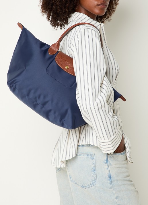 Longchamp Le Pliage Original handtas L met leren details - voorkant 6 donkerblauw