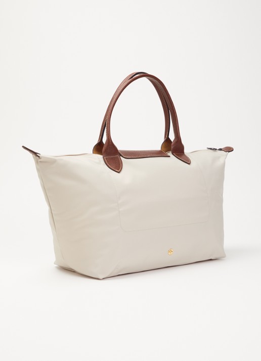 Longchamp Le Pliage Original handtas L met leren details - achterkant ivoor