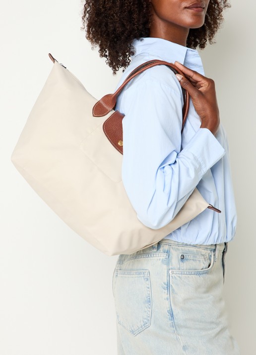 Longchamp Le Pliage Original handtas L met leren details - voorkant 7 ivoor