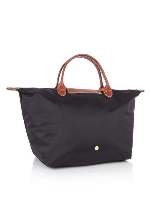 Longchamp Le Pliage Original handtas M met leren details - detail 3 zwart