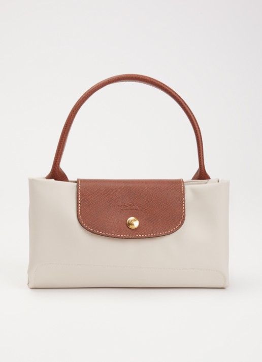 Longchamp Le Pliage Original handtas M met leren details - detail 3 creme