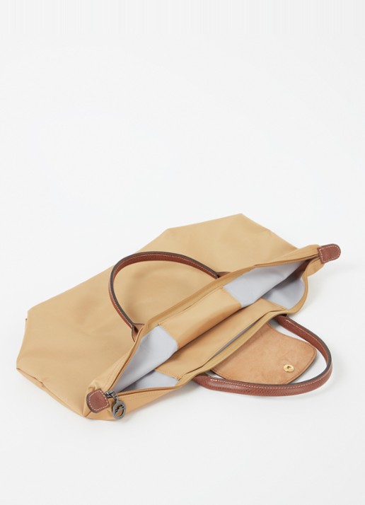 Longchamp Le Pliage Original handtas M met leren details - detail 4 camel