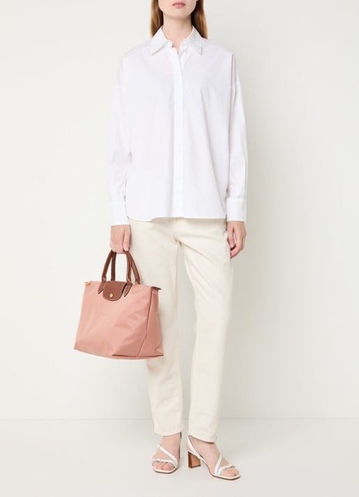 Longchamp Le Pliage Original handtas M met leren details - voorkant 6 oudroze