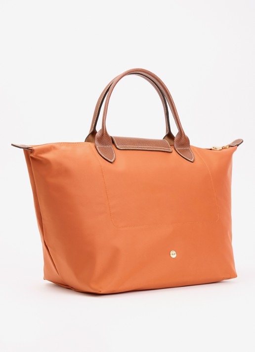 Longchamp Le Pliage Original handtas M met leren details - achterkant 7 oranjebruin