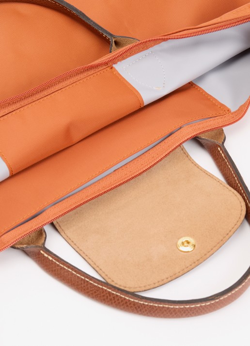 Longchamp Le Pliage Original handtas M met leren details - detail oranjebruin