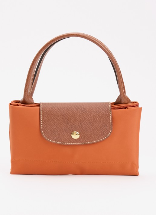 Longchamp Le Pliage Original handtas M met leren details - detail 3 oranjebruin