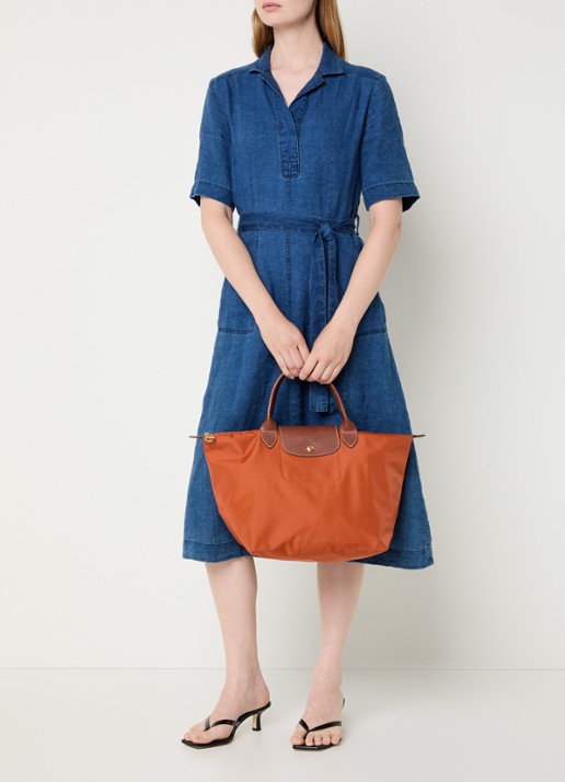 Longchamp Le Pliage Original handtas M met leren details - voorkant 6 oranjebruin