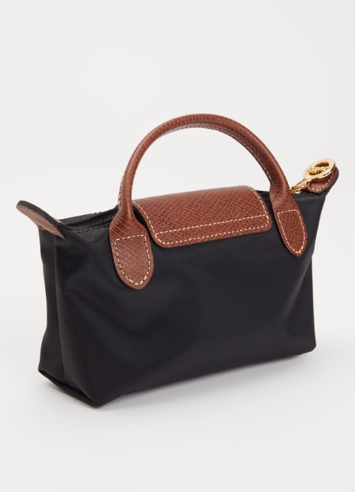 Longchamp Le Pliage Original handtas met leren details - achterkant 6 zwart