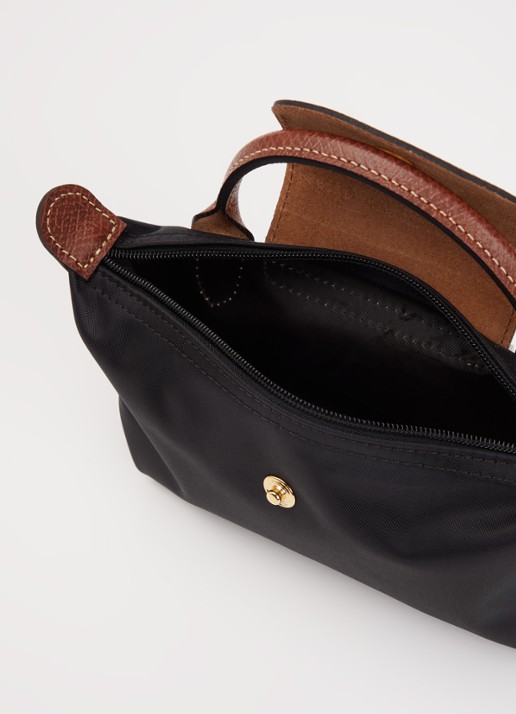 Longchamp Le Pliage Original handtas met leren details - detail zwart
