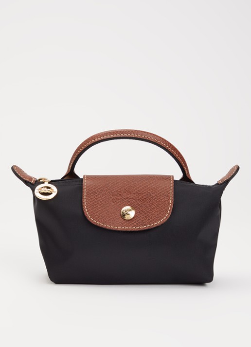 Longchamp Le Pliage Original handtas met leren details - voorkant 4 zwart