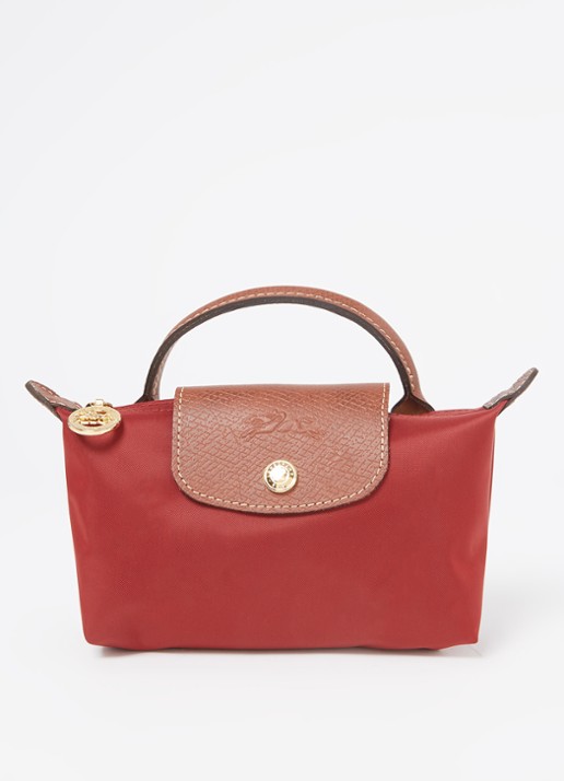 Longchamp Le Pliage Original handtas met leren details - voorkant 2 bordeauxrood