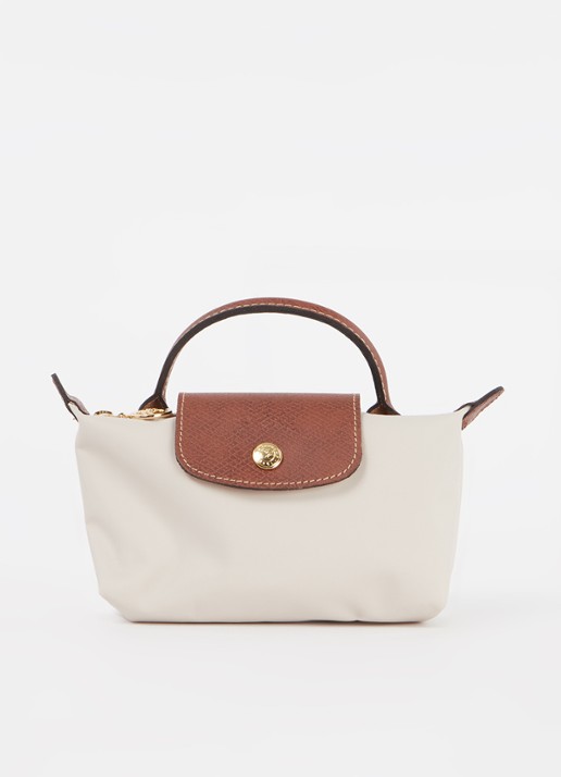 Longchamp Le Pliage Original handtas met leren details  - voorkant 3 creme