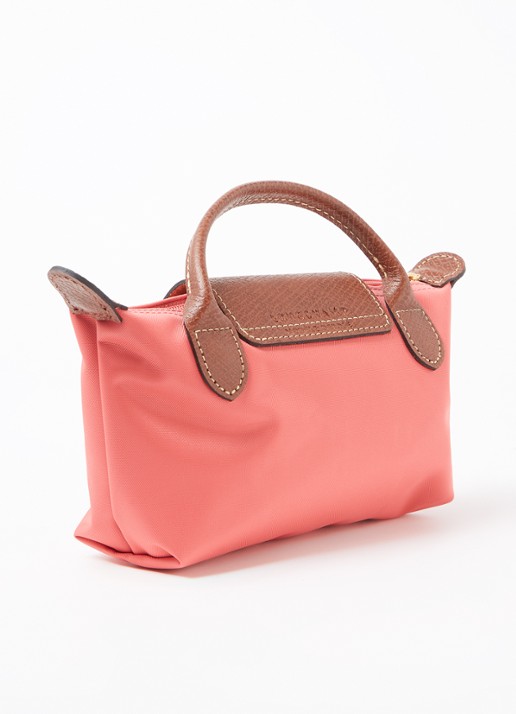 Longchamp Le Pliage Original handtas met leren details - achterkant 3 donkerroze