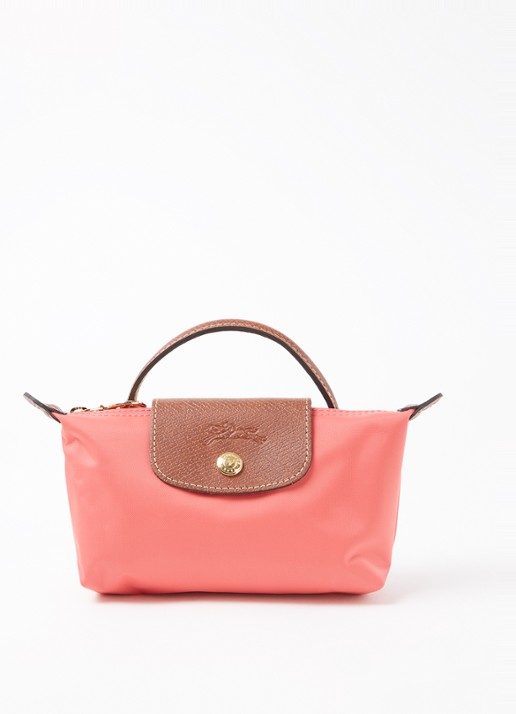 Longchamp Le Pliage Original handtas met leren details - voorkant 4 donkerroze