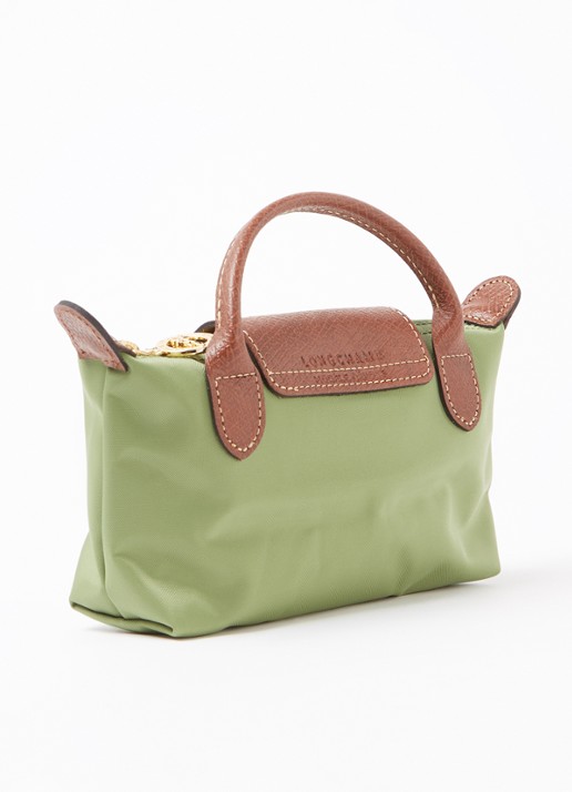 Longchamp Le Pliage Original handtas met leren details - achterkant groen