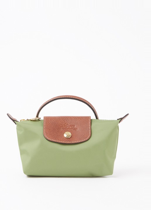 Longchamp Le Pliage Original handtas met leren details - voorkant 2 groen