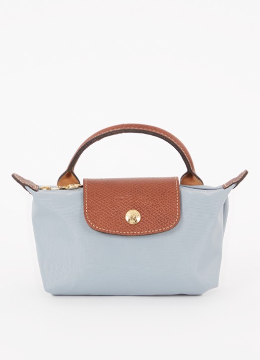 Longchamp Le Pliage Original handtas met leren details - voorkant 5 grijsmele