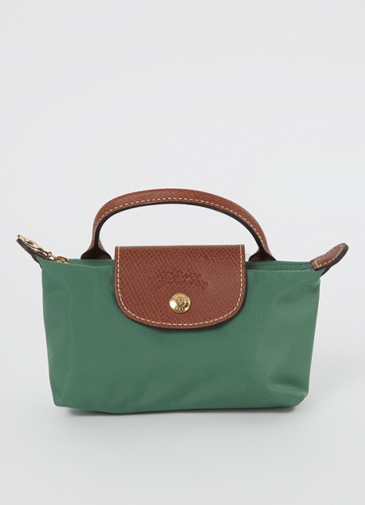 Longchamp Le Pliage Original handtas met leren details - voorkant 4 zeegroen