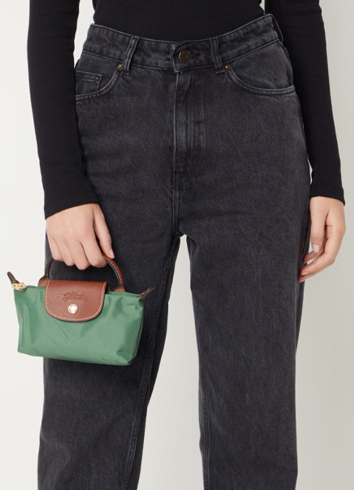 Longchamp Le Pliage Original handtas met leren details - voorkant 5 zeegroen