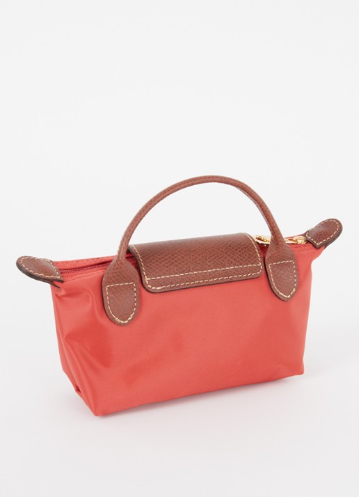 Longchamp Le Pliage Original handtas met leren details - achterkant oranjerood