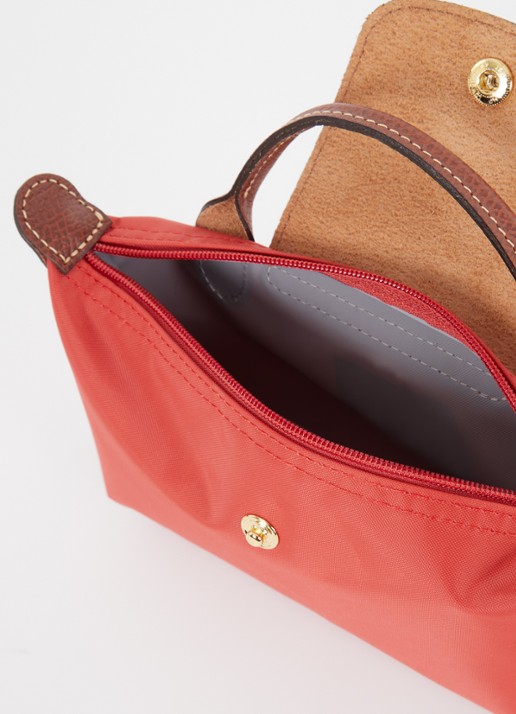 Longchamp Le Pliage Original handtas met leren details - detail 4 oranjerood