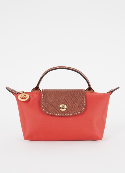 Longchamp Le Pliage Original handtas met leren details - voorkant 2 oranjerood